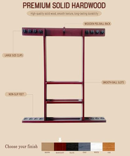 Wall Mount Pool Cue Stick Holder Hold 8 Cues, Pool Stick Holder, Billiard Cue Rack For Pool Table Accessories. Pool Table Stick Holder Made Of 100% Solid Wood (Mahogany) - color: Mahogany