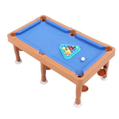 Alomejor Multifunctional Kids Billiard Table, 17.32x9.65 Inch Portable Mini Pool Table with 2 Cue Sticks, Balls, Chalk, Brush, Rack, for Children Family Indoor Game Room Entertainment