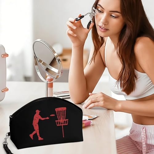 Disc Golf Icon Basket Travel Makeup Bag Cosmetic Toiletry Bags PU Leather Organizer Case