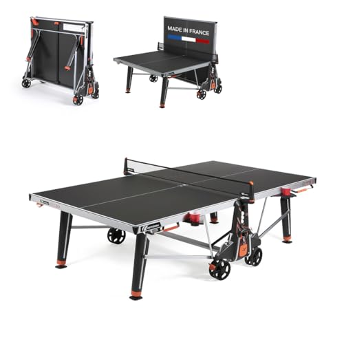 CORNILLEAU - 600X Outdoor Table Tennis Table - Folding & Compact - Weather and Schockproof - 7mm Laminate Top - Cup Holder - Point Counters - Ball Storage & Dispensers - Blue or Black - color: Black