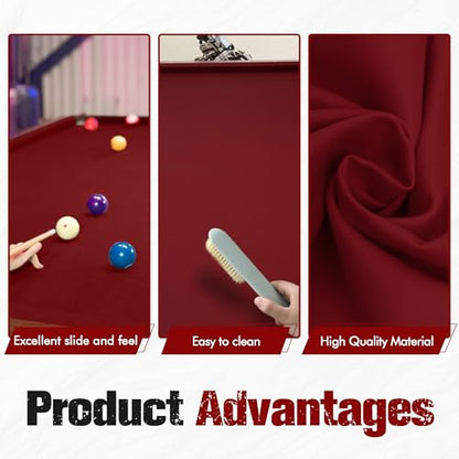 Pool Table Felt Cloth Billiard Cloth with 6 Pcs Cloth Strips and Staple Remover Pool Table Felt Replacement Kit Parts - color: Red, size: 7ft