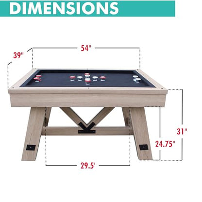 Freetime Fun 54" Bumper Pool Table for Adults and Kids Game Room, Comes with 2 48-in Cues, 10 Balls, and More, Sturdily Built (Rustic Oak) - style: Rustic Oak with Top