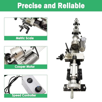 Multi Function Billiard Cue Repair Machine 0.87" Spindle 110V | 450W Motor 0-2000 RPM, 7.87 Inch Max Swing Diameter, 19.7 Inch Machining Length, for Pool Cue Straightening Tipping