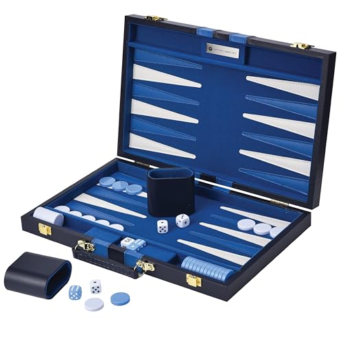 Get The Games Out Top Backgammon Set - Classic Board Game Case 15" Medium Size - Best Strategy & Tip Guide - Available in Small, Medium and Large Sizes (Blue, Medium) - color: Blue, size: Medium