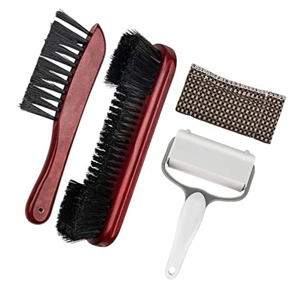 Billiards Table Cleaning Brush Set with Roller and Wooden Handle for Pool Table Maintenance- Red 4PCS - color: Red 4PCS