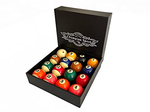 Champion Deluxe 2-1/4" Billiard Pool Ball Set Complete 16 Ball Set (Several Style Available) - color: Pro TV Pool Balls Set