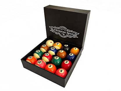 Champion Deluxe 2-1/4" Billiard Pool Ball Set Complete 16 Ball Set (Several Style Available) - color: Pro TV Pool Balls Set