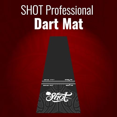 Shot Darts Heavy Duty, Protective Professional Dart Mat - Made from Thick, Shock Absorbing & Non-Curling Industrial Grade Rubber (9.9 Feet x 2 Feet)