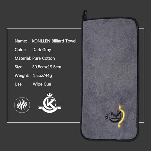 KONLLEN Billiards Billiard cue Towel - 100% Cotton Black 8-Ball Pool Cue Clean Towel Maintenance Accessories Cleaning Set Shaft Wax + Cleaning Powder + - color: Yellow
