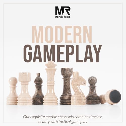 Marble Chess Set 15" Inches Oceanic and Verona with Storage Box and 2 Extra Queen Handmade Luxury Board Games for Adults, Ideal Marble Chess Board Game Set & Chess Pieces - color: Oceanic & Verona