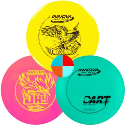 Innova Disc Golf DX 3 Disc Set | Driver, Midrange, Putter | Thunderbird, Jay, Dart + G3T Blank top mini