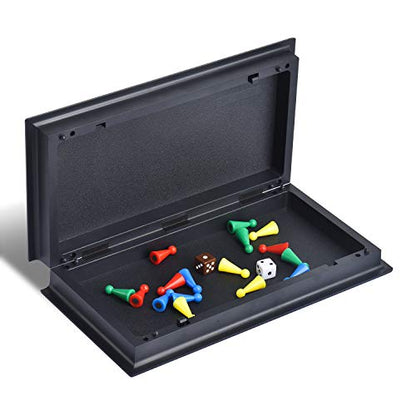 Magnetic Ludo Board Game Set with Folding Board Classic Travel Games for Kids and Adults - 9.84 Inches
