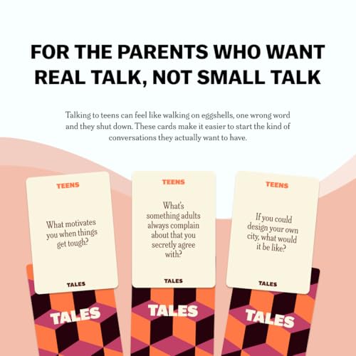 TALES 150 Conversation Cards, Teens Edition, Fun Family Games for Teens, Perfect for Dinners, Road Trips, Classrooms & Game Nights, Gifts & Gatherings, Conversation Starters to Spark Creativity - color: Teens Edition