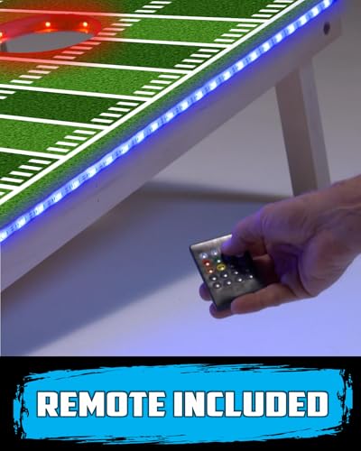 PartyToss Cornhole Boards/Bean Bag Toss Game Set w/Optional LED Lights & Graphics - Choose Your Model - color: Football