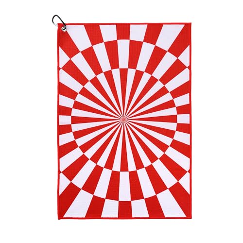 ZEETY Golf Towel with Carabiner Clip – 16"x24" Kaleidoscope Pattern Microfiber Golf Towels – Unique Golf Accessories & Golf Gifts for Men & Women (RED) - color: Red
