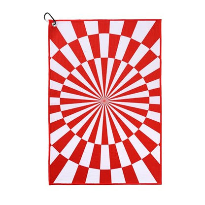 ZEETY Golf Towel with Carabiner Clip – 16"x24" Kaleidoscope Pattern Microfiber Golf Towels – Unique Golf Accessories & Golf Gifts for Men & Women (RED) - color: Red