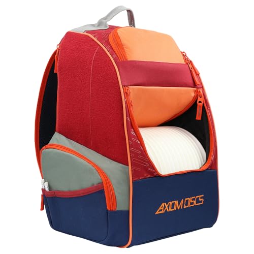 Axiom Discs Shuttle Disc Golf Backpack Bag (Choose Your Style and Color) - color: Orange/Ruby, style: With Velcro Side Panel