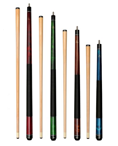 ASKA Short Pool Cue Sets, Canadian Maple Billiard Cue Sticks, 13mm Tip, 5/16x18 Joint, Multi-Set Options for Home & Game Rooms - style: Set of 4 Cues, LS4