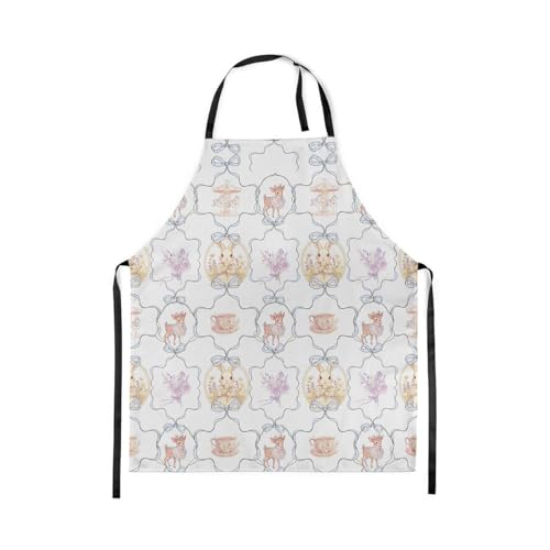 Castle Fairy Cute Rabbit Deer Kitchen Apron - color: Bow Rabbit