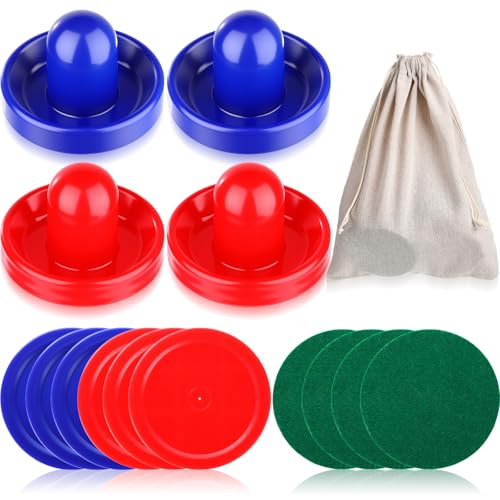 Soulchen Hockey Accessories - Pushers, Pucks & Paddles - Hockey Paddles and Goal Handles Replacement Accessories for Game Tables(4 Pushers, 12 Pucks, 4 Pads)