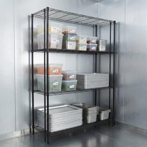 Quantum Storage Systems WR54-1830BK Wire Shelving Starter Kit, 30" W x 18" D x 54" H, 600 lbs Capacity, Carbon Steel, Epoxy Coated, Black, NSF - color: Black Epoxy, size: 54H x 30W x 18D