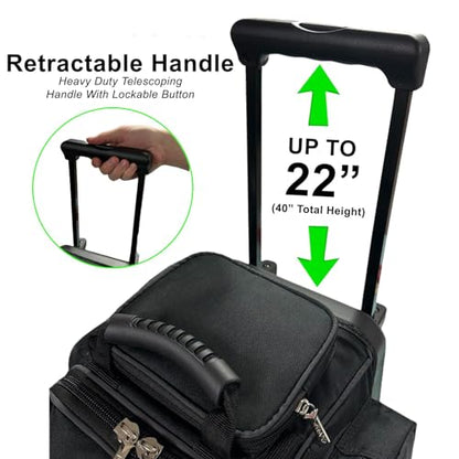 Pyramid Deluxe Double Roller 2 Ball Bowling Bag with Large Separate Shoe Compartment (Up To 2 Pairs Of Shoes) and Accessory Pockets, Sturdy Square Handle - Extends to 40" - Pro Options Available - color: Pro American Flag