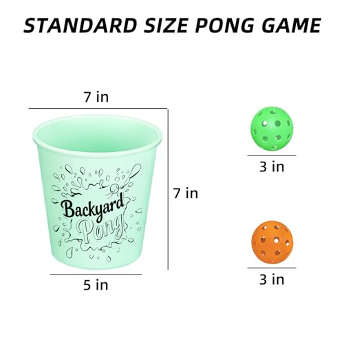Mostop Yard Pong Outdoor Game: Giant Yard Game Set with 12 Buckets Glow in Dark, 6 Balls and Carry Bag, Toss Game Throwing Games for Adults and Family, Outdoor Game for Lawn, Backyard, Beach