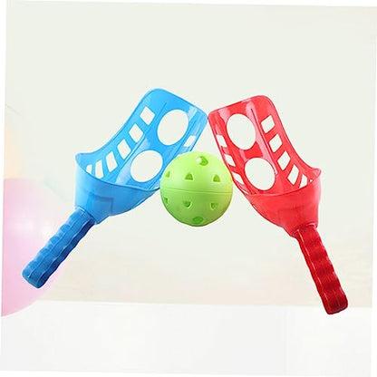 VANZACK Catch and Toss Ball Game Outdoor Playset for Fun Family Activity for Backyard Park Beach Includes Launchers Balls Random Colors