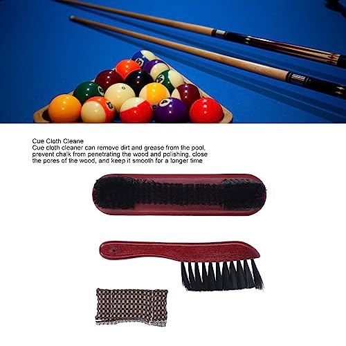 Septpenta Billiard Table Rail Brush Cleaning Tool, Billiard Table Brush Set with Cue Cleaning Cloth, Made of PVC and Solid Wood, for Wooden Billiard Accessories Kit(Burgundy) - color: Burgundy