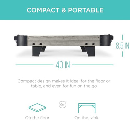 Best Choice Products Portable Tabletop Air Hockey Table for Game Room w/ 100V Motor, Electric Fan, 2 Strikers, 2 Pucks - color: Gray