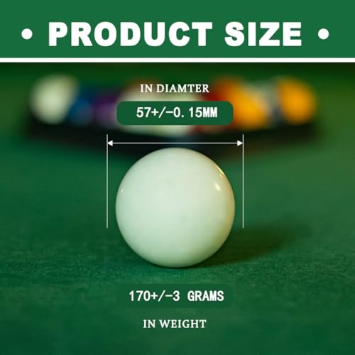Kolti Billiard Cue Ball, AAA-Grade PRO Pool Cue Training Ball, 2-1/4" Standard Size, Phenolic Resin - color: white