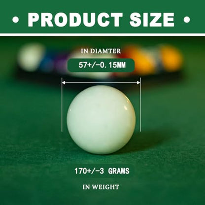 Kolti Billiard Cue Ball, AAA-Grade PRO Pool Cue Training Ball, 2-1/4" Standard Size, Phenolic Resin - color: white