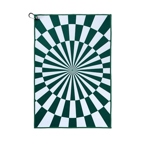 ZEETY Golf Towel with Carabiner Clip – 16"x24" Kaleidoscope Pattern Microfiber Golf Towels – Unique Golf Accessories & Golf Gifts for Men & Women (Green) - color: Green