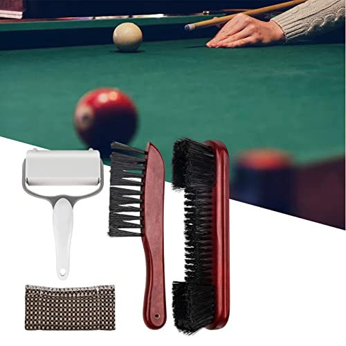 Billiards Table Cleaning Brush Set with Roller and Wooden Handle for Pool Table Maintenance- Red 4PCS - color: Red 4PCS