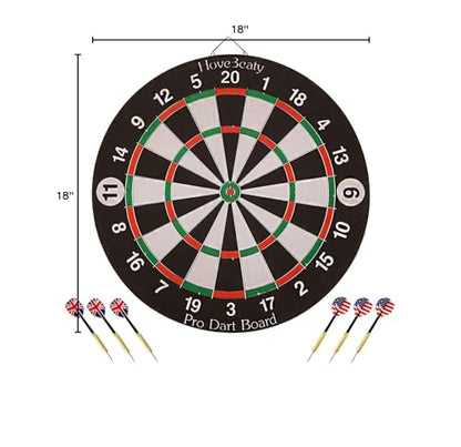 Dart Board, Dart Game Set with 6 Metal Darts and Double-Sided Flocking Dartboard (18 Inches)