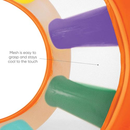 HearthSong Roll with It! 2.0 Giant Inflatable Rainbow Land Roller with Mesh Interior for Active Outdoor Play, 67" Outer Diam. x 45" Inner Diam., Holds up to 300 lbs.