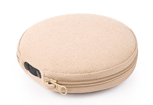 ELEZAY Small CD Case Round Felt 20 Capacity CDs Storage Wallet DVD Disc Holder, Beige - color: B-Beige