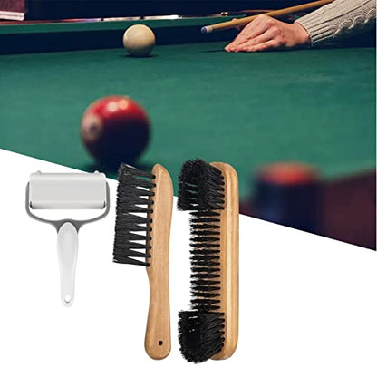 Billiards Table Cleaning Brush Set with Roller and Wooden Handle for Pool Table Maintenance- Brown 3PCS - color: Brown 3PCS