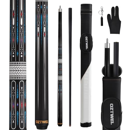 Pool Cue Stick with Case, 12.8mm Glass Fiber Pool Cue Stick, Pool Cue Kit, 58" Professional Pool Cue Set with Gloves, Aerator, 19 Oz - color: Black Rectangle