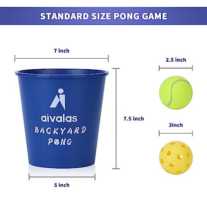 Aivalas Yard Pong Outdoor Games, Giant Yard Games Set with 12 Buckets and Balls for Adults and Family, Toss Game Throwing Games for Beach, Camping, Lawn and Backyard - color: Blue/Red
