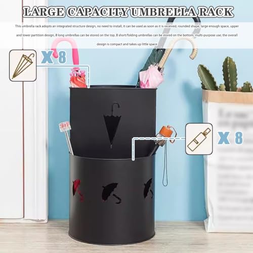 Modern and Simple Cylindrical Umbrella Stand Indoor Holder - Hotel Creative Hollow Partition Bin, Cane Storage Rack - color: Black