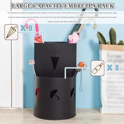 Modern and Simple Cylindrical Umbrella Stand Indoor Holder - Hotel Creative Hollow Partition Bin, Cane Storage Rack - color: Black