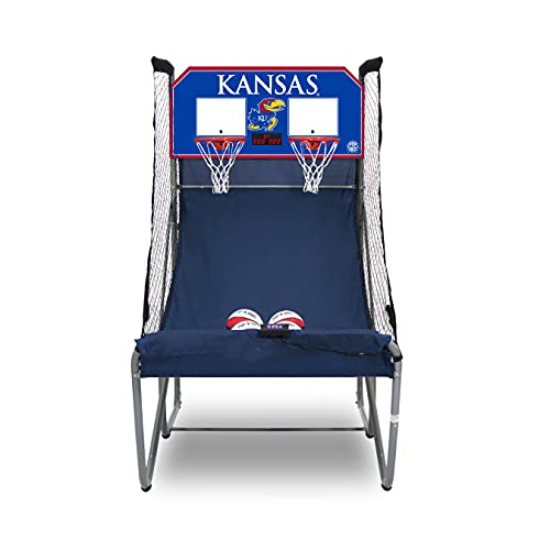 Pop-A-Shot - Home Dual Shot with NCAA Graphics l Sensor Scoring l 16 Game Modes l 7 Balls l Foldable Storage l for All NCAA Fans - style: Kansas Jayhawks