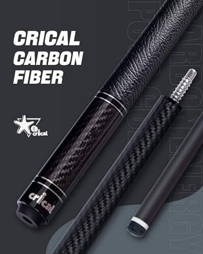 CRICAL Carbon Fiber Pool Cue with Stick Low Deflection Shaft - 58 Inch Billiard Cue Stick with Cowhide Grip & 3K Weave Design, 12.5mm Tip, Fixed Weight (19oz), 3/8x8 Joint – Ideal for Players - color: CL-VP-2