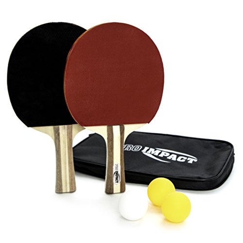 Ping Pong Set – 2 Professional Wooden Paddles, 3 Table Tennis Balls & Carry Case – Indoor/Outdoor Racket Kit for Beginner & Intermediate Players, Kids & Adults