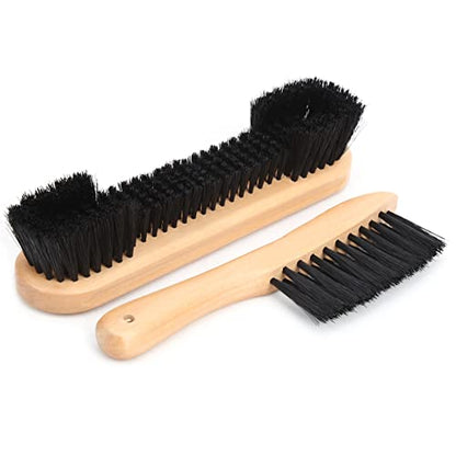 Professional Pool Table Brush Set Wooden Handle Billiard Table Cleaner Rail Brush Kit for Home Game Room Maintenance 8.5 Inch Table Brush 9 Inch Rail Brush