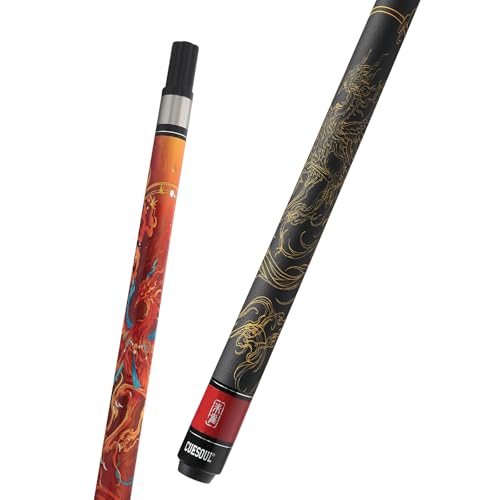 CUESOUL 19oz Pool Cue with Black case,13mm Tip,58inches Mythological Symbols Pattern 4 Styles - color: Rosefinch