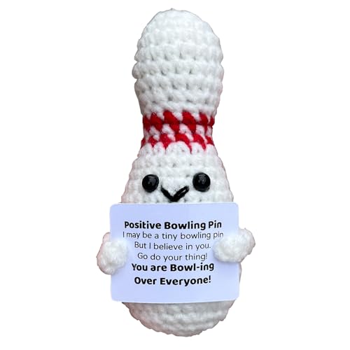 Bowling Accessories Crochet Gifts, Emotional Support Bowling Pin Office Desk Decor Decorations for Women Men (Positive Bowling Pin) - style: Positive Bowling Pin