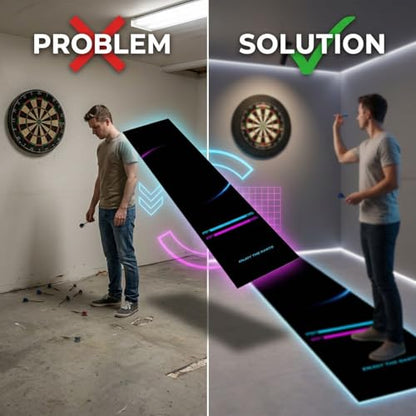 118.1 in Dart Mat, Professional with Anti-Slip Backing, 300 cm, Arcade Style, Protects Floors, 13.4 in Standing Comfort, Easy Clean Polyester Fabric