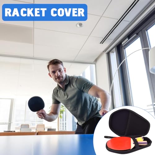 Proberos® Table Tennis Paddle Case, Ping Pong Racket Storage Case, Waterproof Thicken EVA Hard Shell Carbon Fiber Pattern Protective Storage Bag, Built in Mesh Ping Pong Ball Pocket